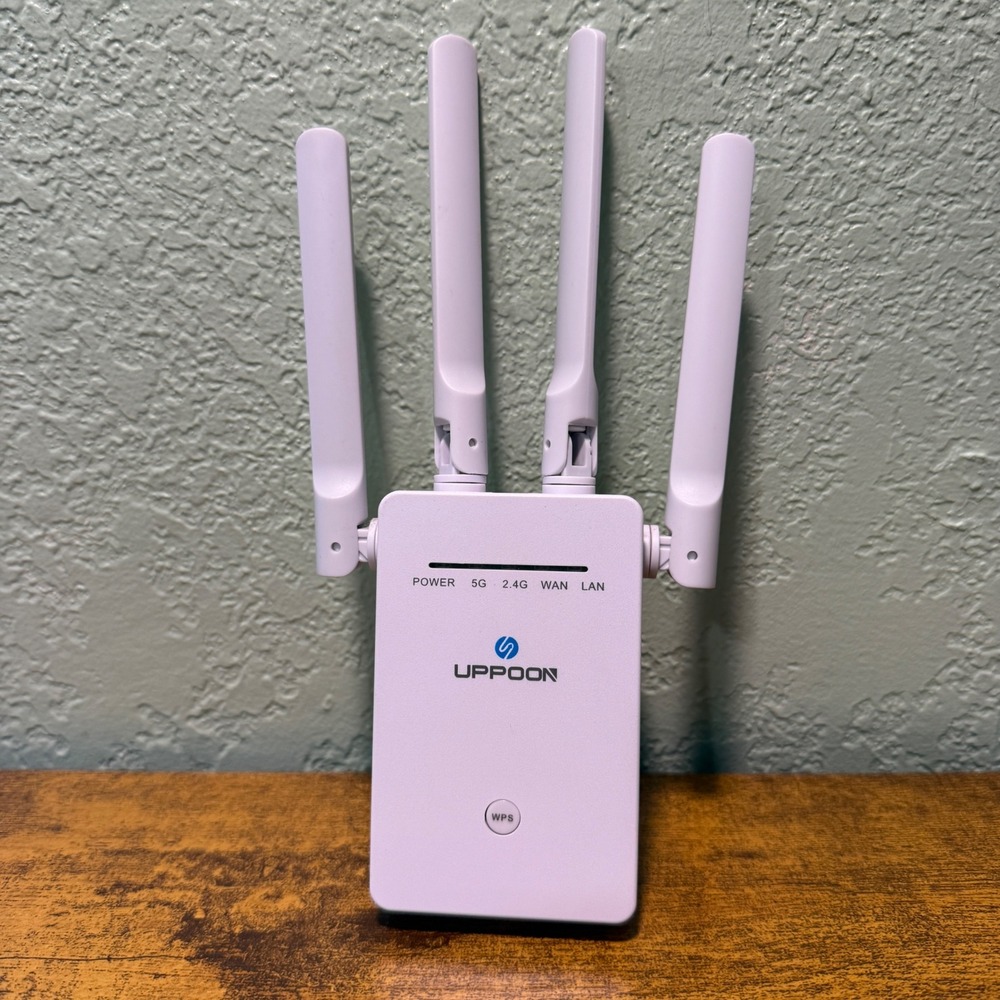 UPPOON AC1200M WiFi Repeater Dual Band 5G 2.4G Wireless Signal Booster White